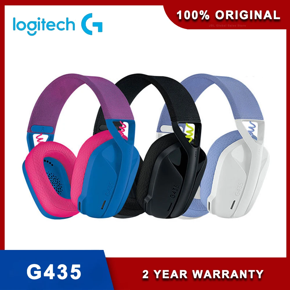 Logitech G435 Bluetooth Wireless Gaming Headset 7.1 Surround Sound Compatible Gaming and Music Built-in Microphone Headphones