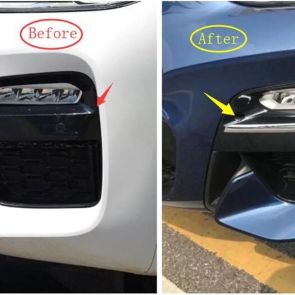

ABS Car Front Fog Lights Lamps Foglight Eyelid Eyebrow Decor Stripes Cover Trim For BMW X3 G01 2018 2019 2020 Accessories Chrome