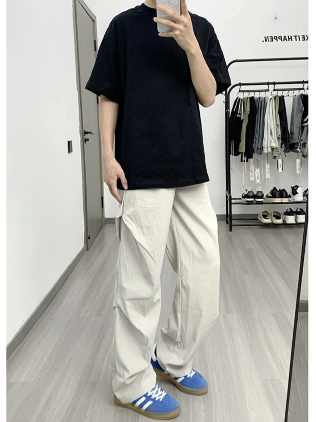 

Легкие плиссированные брюки из ледяного шелка для мужчин: летние, тонкие, охлаждающие, быстросохнущие, для активного отдыха, повседневные, спортивные, прямого кроя, свободные, длинные.