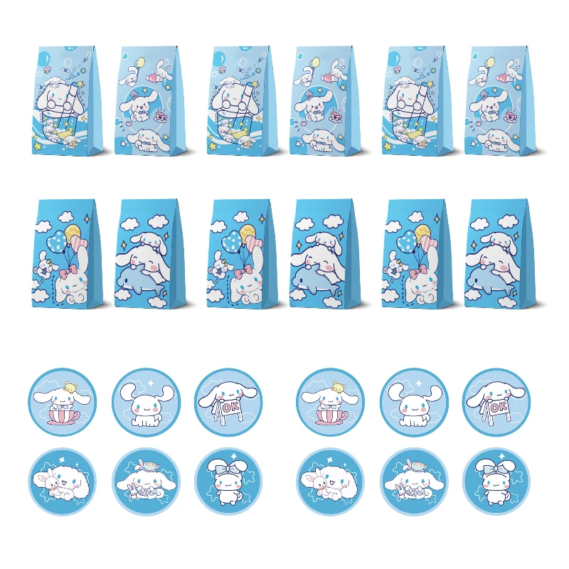 سانريو أنيمي الأجهزة الطرفية القرفة لفة تحت عنوان كيس الحلوى شنطة هدايا ورق الكرافت لطيف الكرتون حفلة عيد ميلاد تخزين بالجملة 12 قطعة