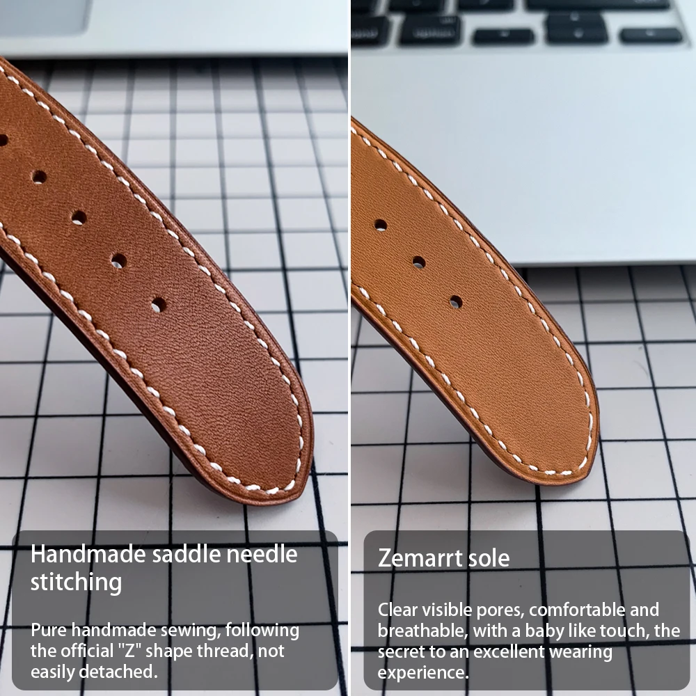 Kebitt New High Quality Calfskin Leather Single Tour Band For Apple Watch 11 10 9 8 7Se 3 Iwatch Ultra 3 Strap Deployment Buckle