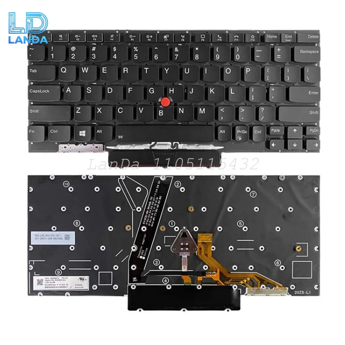 

Клавиатура ноутбука для Lenovo Thinkpad X1 Nano Gen1 Gen2 США с подсветкой и точкой