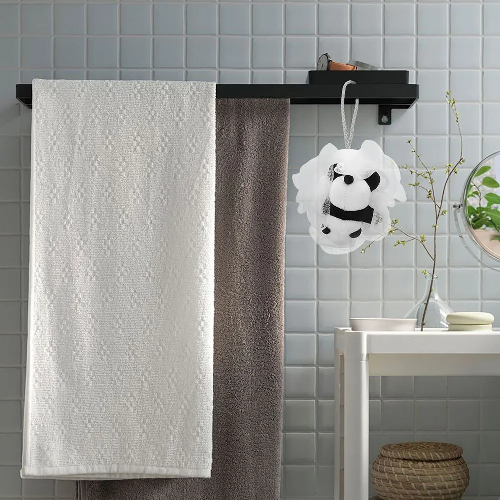 

2Pcs Panda Bath Loofah Soft Mesh Exfoliating Sponge Gentle Shower Scrubber Cute Pouf Body Wash Accessory