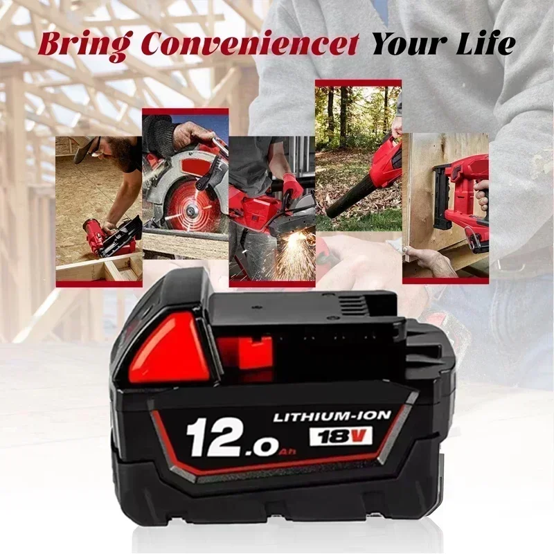 18V 12,0Ah Ersatzakku für Milwaukee M18, Li-Ion-Akku für Milwaukee 18V M18 48-11-2830 0730-20 Werkzeugakku