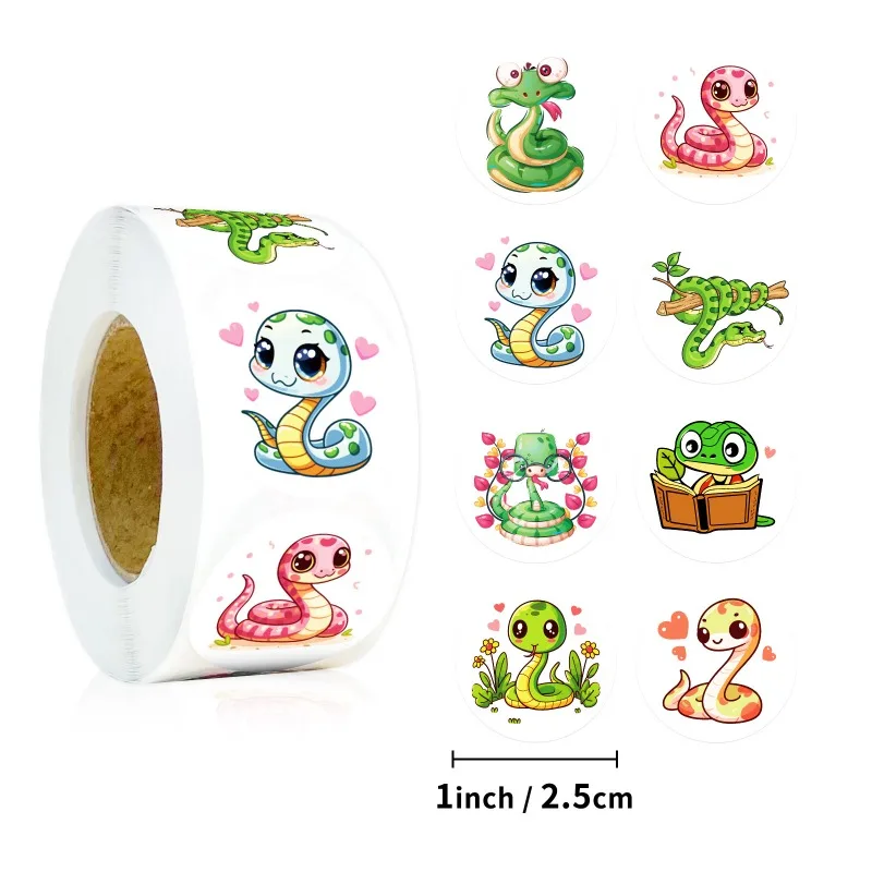 

500 pictures/roll, cartoon snake cute style laptop car sticker roll sticker stickers kawaii planner stickers cute stickers