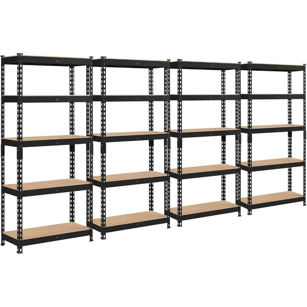 

4 PCS 5-Tier Utility Shelves, Metal Storage Shelves Garage Shelving Unit Adjustable Garage Storage Shelves Storage