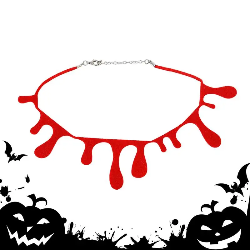 Halloween Bloody Necklace Realistic Spooky Dripping Blood Necklace Vampire Costume Accessories For Party Festival decor props