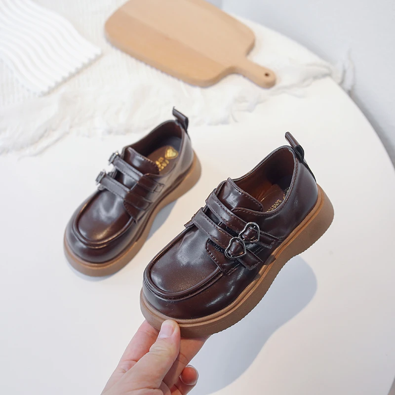 Child Solid Color Leather Shoes Spring New Britain Boys Uniform School Shoes Simple Casual Simple Kids Fashion Girls Loafers PU