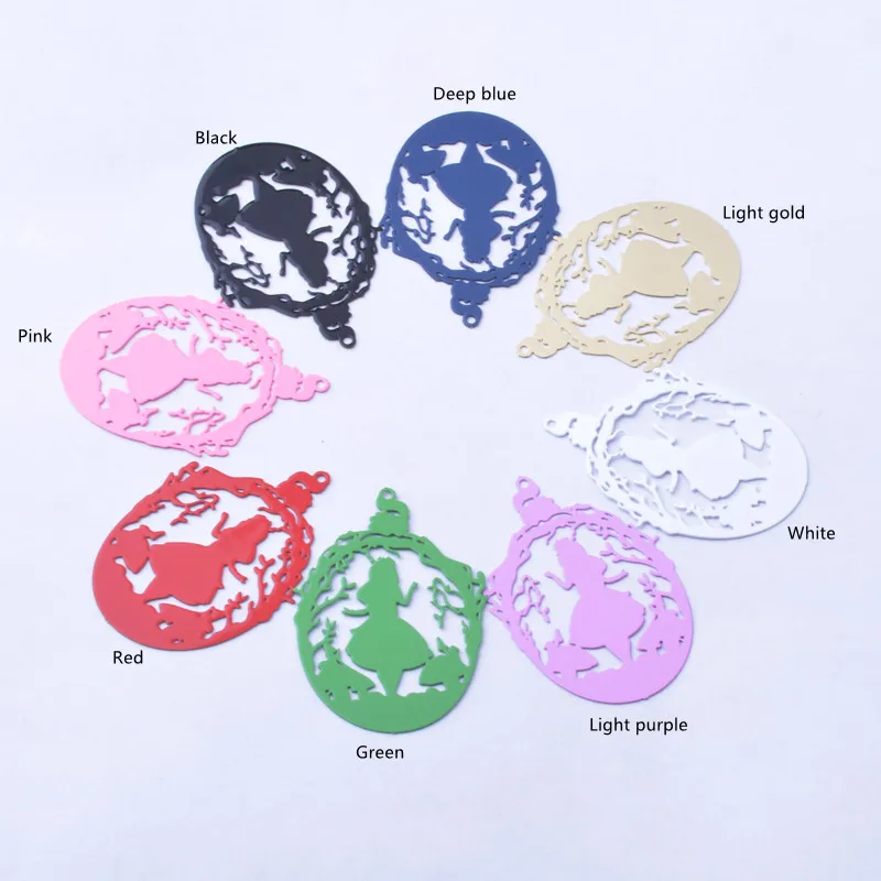 30pcs AB7630 40*28.5mm Brass Alice Charms Mushroom Squirrel Leaves girl Oval Pendant DIY Jewelry  Earring Findings image 2