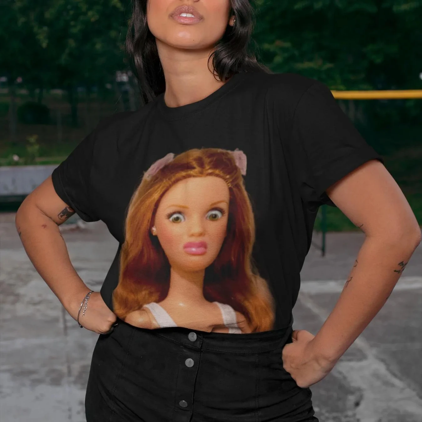 Popularna koszulka Gen Z, zabawna koszulka z memem o postaci lalki z efektem zniszczenia, dziwna koszulka, prezent dla kobiety, koszulka popularna w Tik Toku, sarkastyczny napis na koszulce.