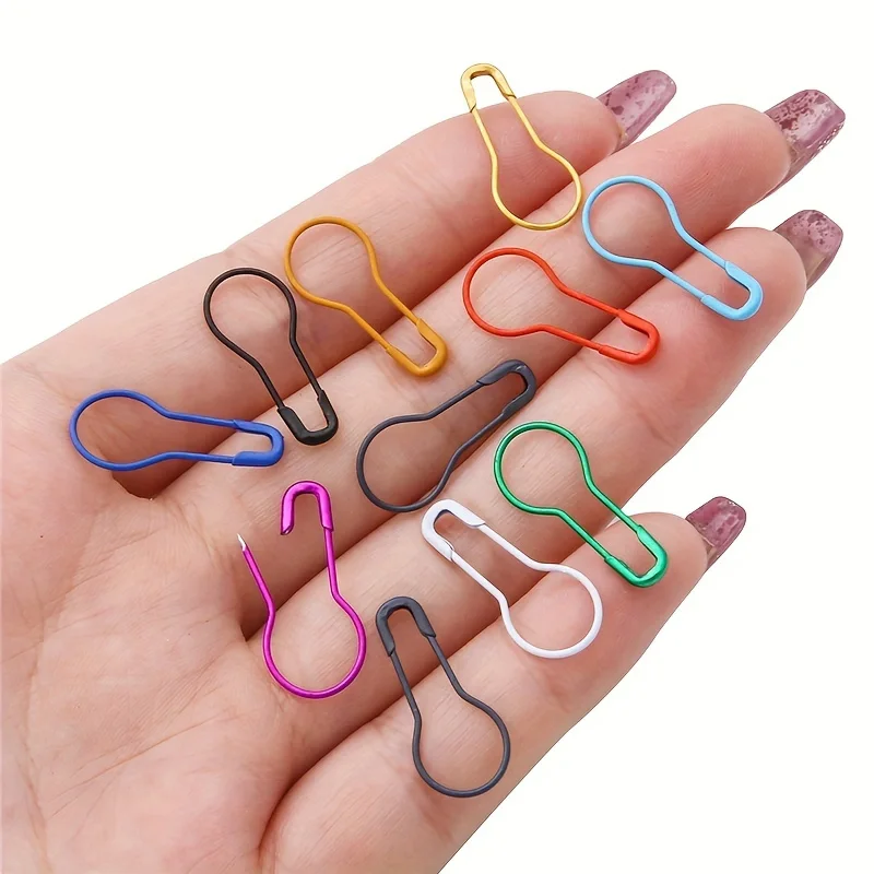 100pcs Mix Safety Pins Metal Gourd Pins Crochet Locking Knitting Cross Stitch Marker Tag Clips Hangtag DIY Sewing Tools Needle