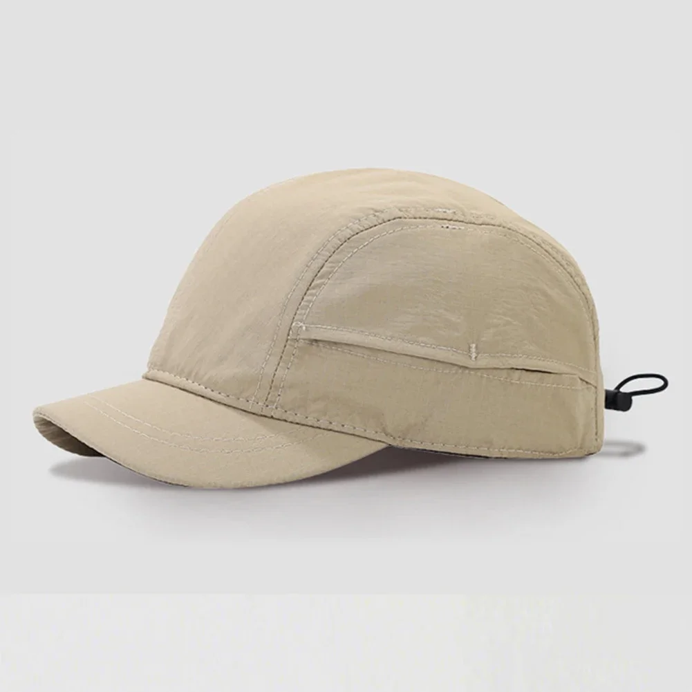 Lightweight Quick-Dry Solid Color Short-brimmed Baseball Cap Breathable Polyester Sun Protection Adjustable Buckle Closure