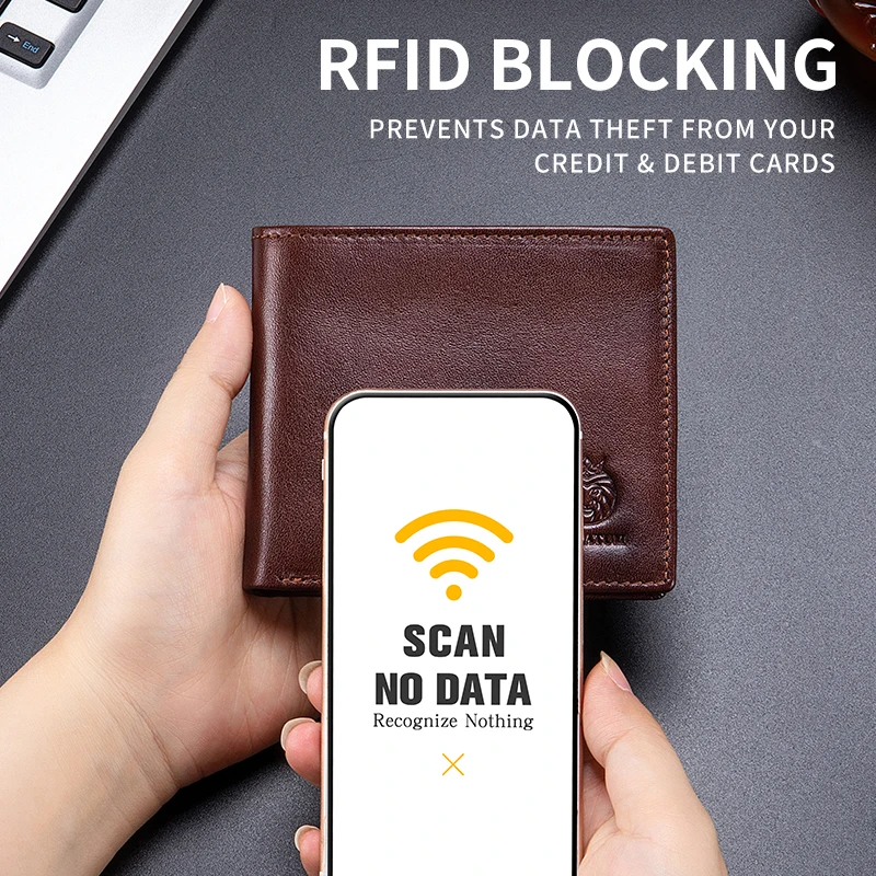 محفظة جلدية أصلية للرجال 9 بطاقات محفظة رجالي Bifold Rfid Blocking مع محفظة حامل بطاقة Windows ID