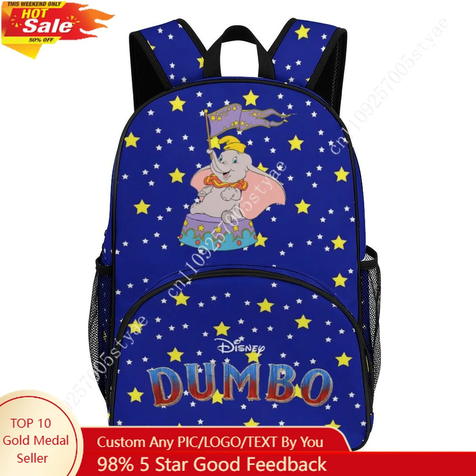 

Dumbo Large Capacity Backpack Disney Cartoon Decorate Fabric Bags Design Your Photo Logo Text Party Holiday Cosplay Gifts
