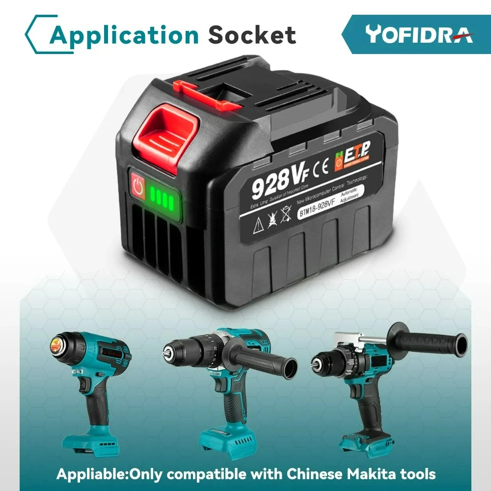 

388VF 18V 15000mAh Large Capacity Rechargeable Lithium Ion Battery, For Makita BL1840 BL1840B BL1850 BL1850B Power Tools Battery