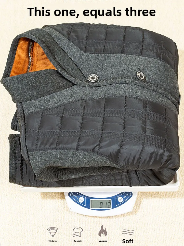 

Thiened Fce на подкладке, осенне-зимняя новинка, мужская хлопковая куртка для папы, свободная эластичная теплая хлопковая одежда из полиэфирного волокна