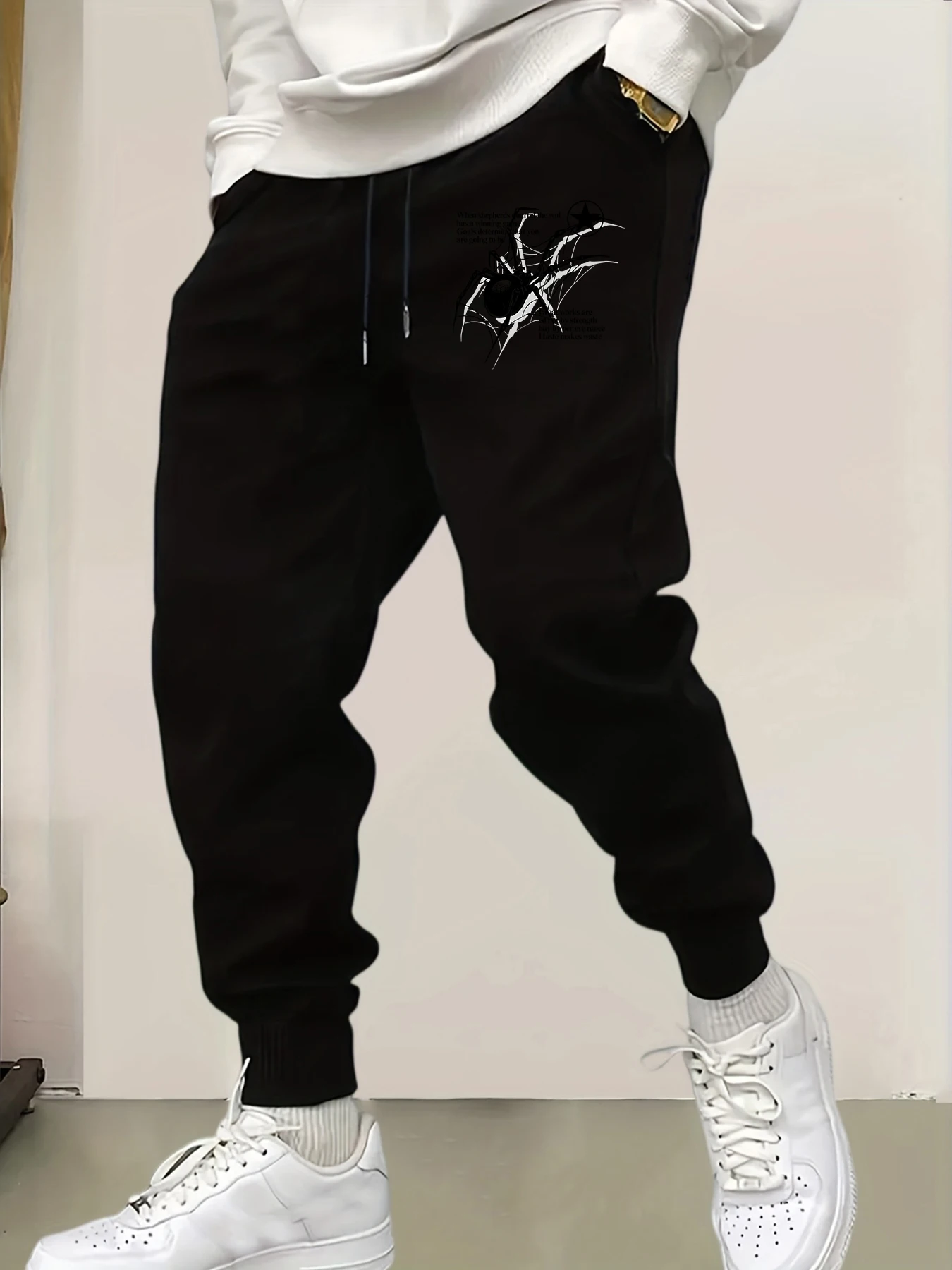 Cool Spider Slogan motivazionale stampato pantaloni sportivi da uomo pantaloni lunghi pantaloni hip-hop tascabili comodi pantaloni multicolori