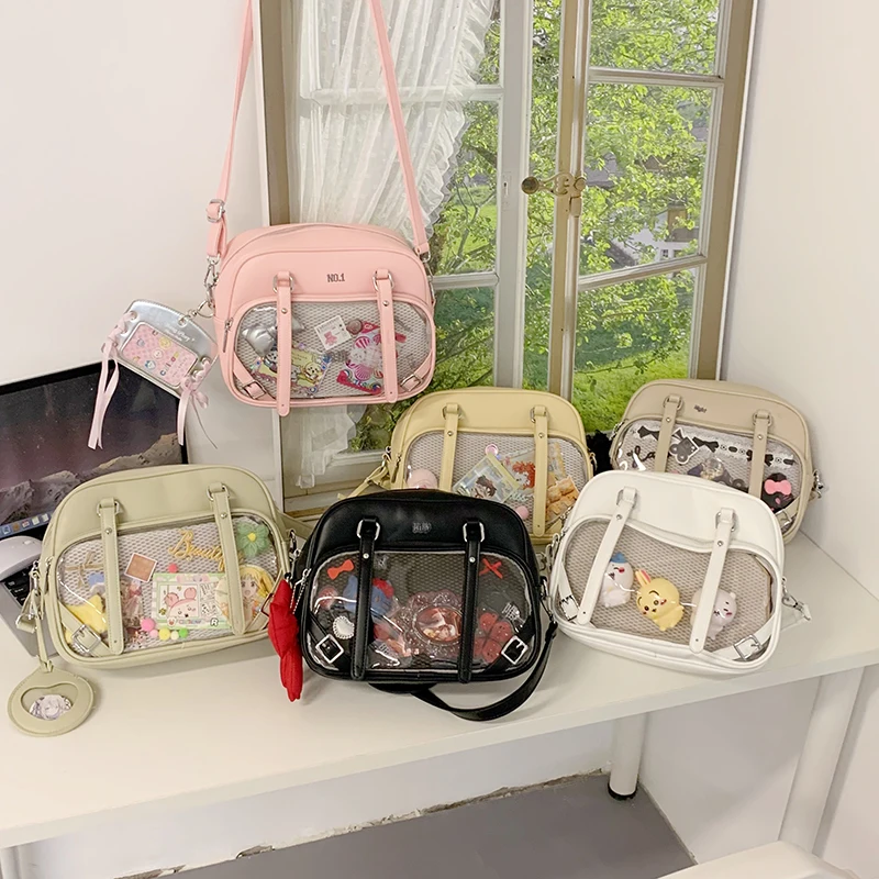 

2025 New Fashion Girls Cute Ita Bag Japanese JK Uniform Crossbody Bag Clear Window Anime Pin Display Itabag Small Tote Handbag