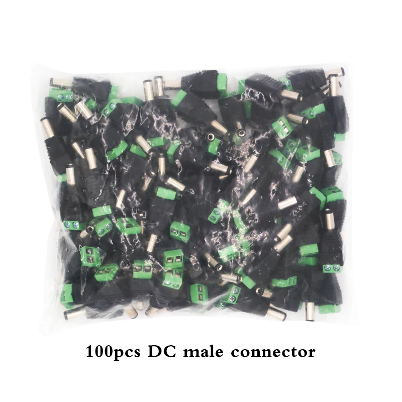 50pcs 100pcs DC Male Female Led Connector 2.1*5.5mm Power Jack Adapter Plug Cable Easy Connector For 5050 LED Light Strip/CCTV