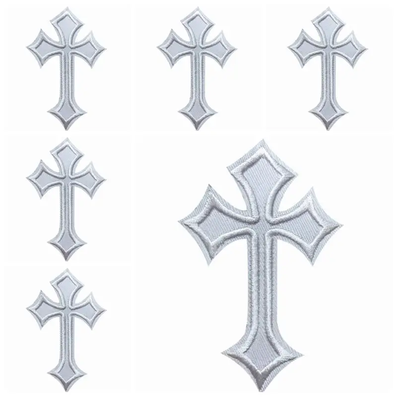 10pcs/Lot Cross Iron On Patches Religious Belief Patches On Clothes Catholic DIY Embroidery Patches For Clothing Stickers Stripe