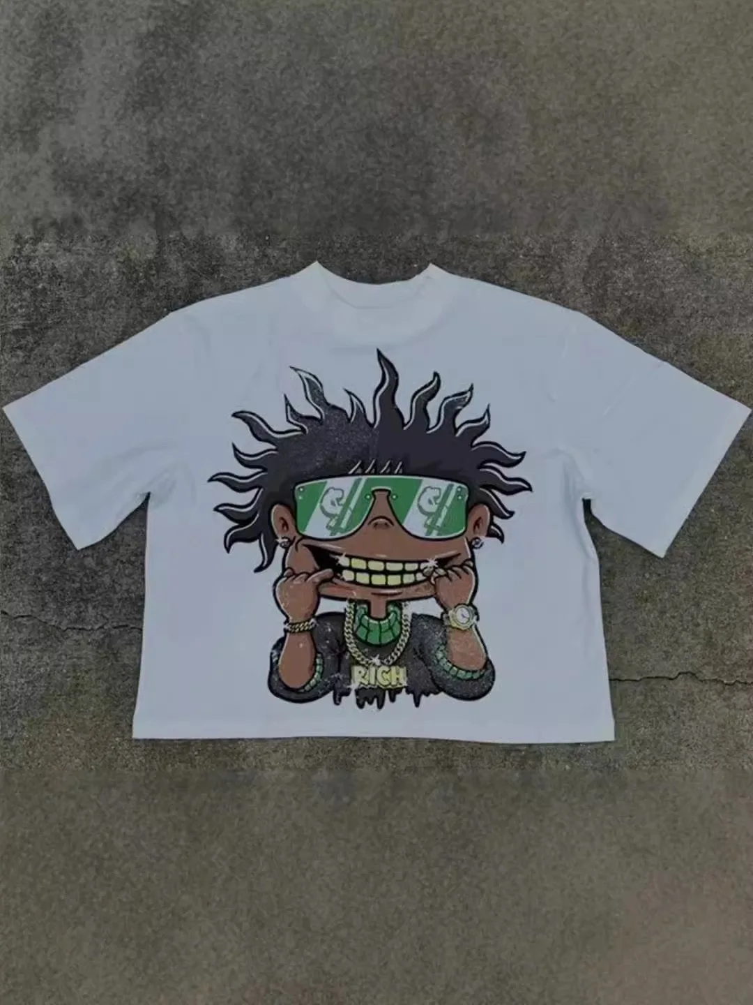 European and American design printed children's clothing cotton T-shirt personalized loose casual hip-hop style unisex