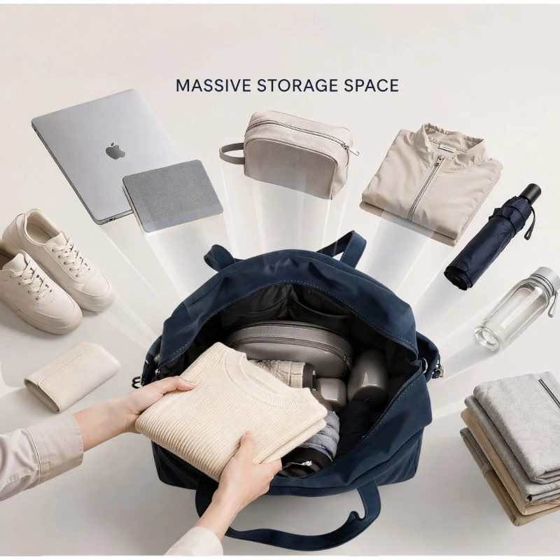 Mehrtaschen-Nietenhandtasche, Großraumige Einfarbige Metallnieten-Tragetasche, Vielseitige Pendler-Reise-Aufbewahrungstasche mit Schulterriemen – Detail 5