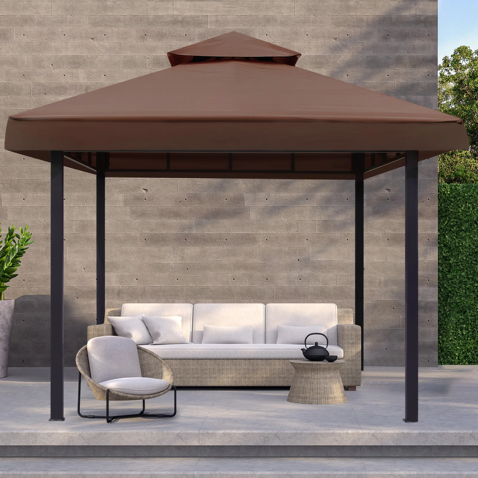 Imagem -03 - Top Canopy Substituição Capa Gazebo Capas para Quintal Pátio Pára-sol Jardim Dupla Camada Pára 118 x 118 3x3m