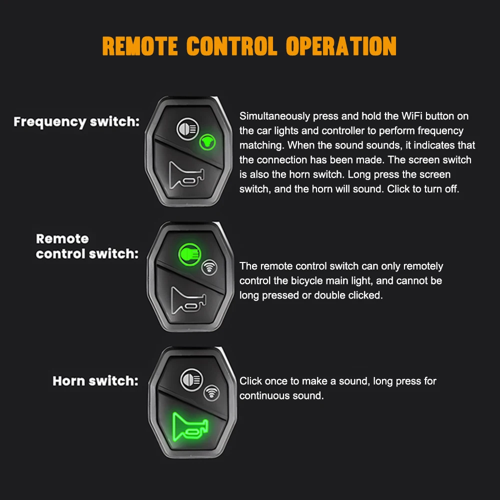 Amanfire Q07L Bicycle Light LED+RGB Rechargeable Bright Flashlight Control Horn Mini Portable Outdoor Work Light