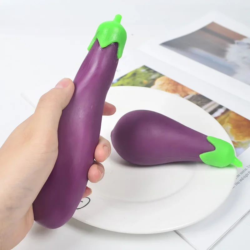 1Pcs Simulated Eggplant Squeeze Toys Memory Sand Decompression Vent Toys Stress Relief Sensoty Toys for Kids Adult