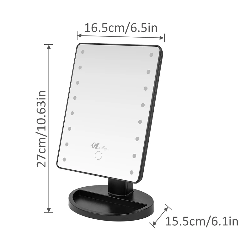 16 LED Makeup Mirror 180 Degree Lighted Makeup Mirror With Light Adjustable Brightness For Making up Shaving Dressing