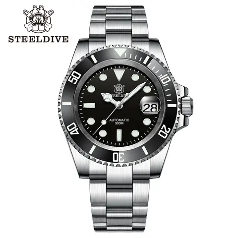 SD1953 STEELDIVE Brand Ceramic Bezel 41mm Steeldive 30ATM Water Resistant NH35 Automatic Mens Dive Watch Reloj with Milled Clasp