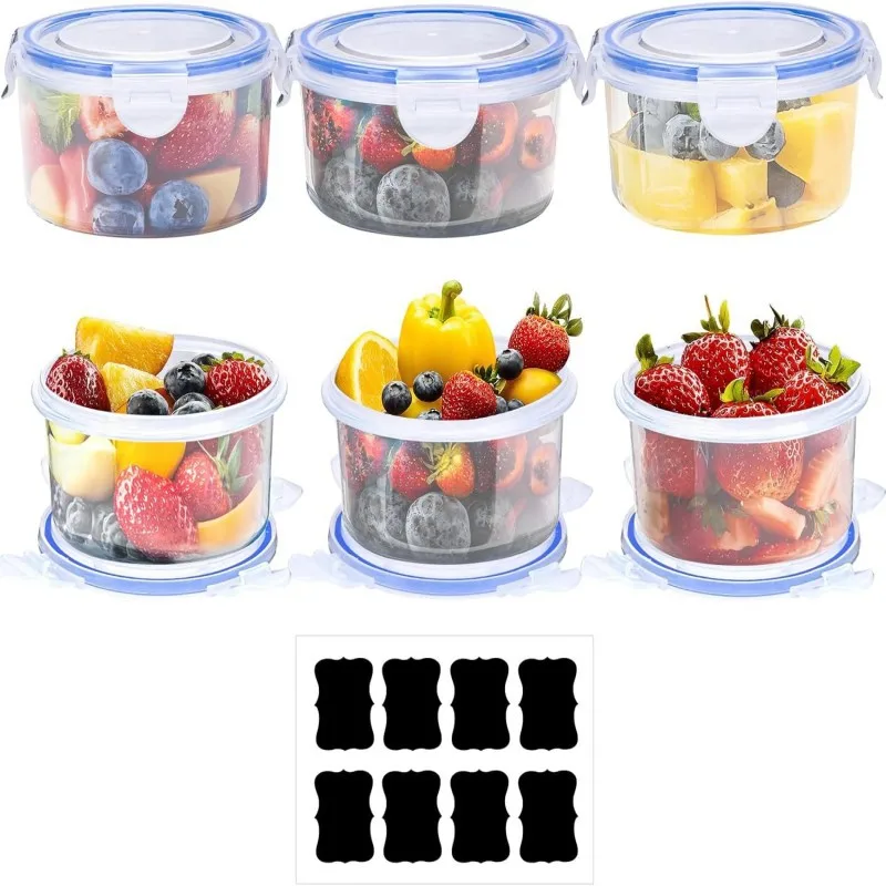 

6PCS Kitchen Organizers Stackable Refrigerator Organizer Bins with Lids, Airtight Keep Fresh Boxes for Cake, Dessert, Meal Prep