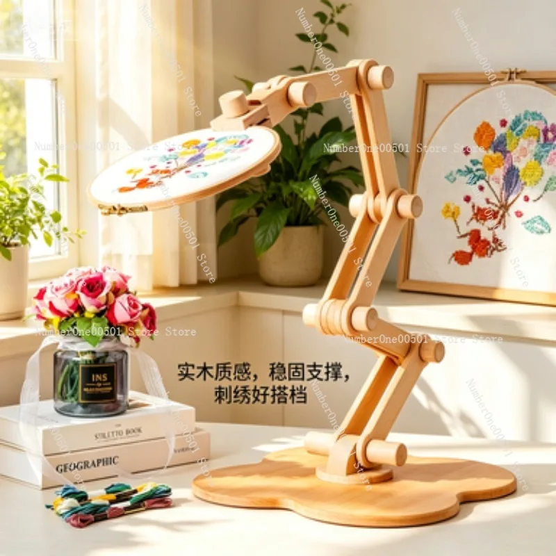 

Многофункциональная регулируемая подставка для вышивания из массива дерева, напольная и настольная, телескопическая, складная, вращающаяся рамка для вышивки крестом