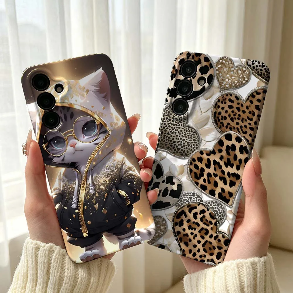 Leopard Love Pattern For Samsung Galaxy A17 A05 A06 A26 A16 A57 A22 A25 A33 A37 A56 A73 Hard Film Phone Case Cover