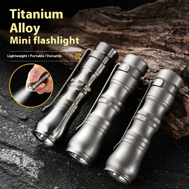 

Mini Titanium Alloy Flashlight EDC013 Waterproof LED Dry Battery Three Modes High Brightness Outdoor Portable Small Torchlight