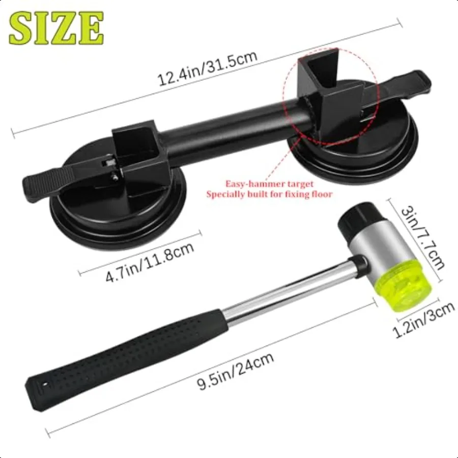 New Floor Gap Fixer Tool Includes Enhanced Suction Cup with Hammer Target and Rubber Mallet for Laminate Floor Gap Repair