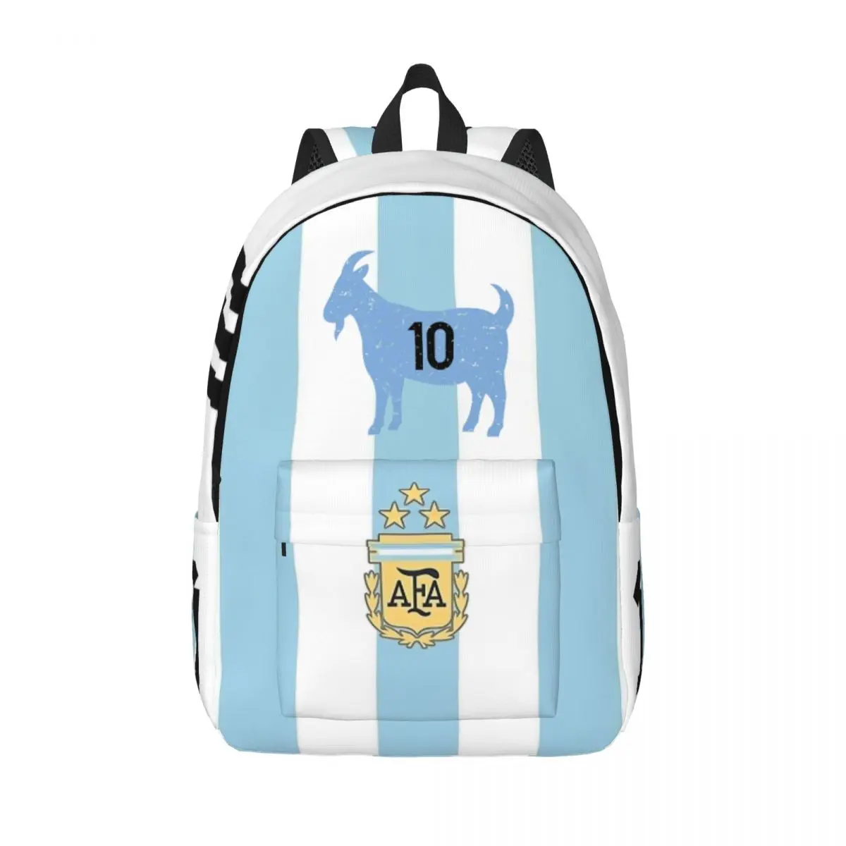 Argentina Goat 10 Soccer Fashion Backpack High School Hiking Travel Football Star Fan Daypack for Men Women College Sports Bag