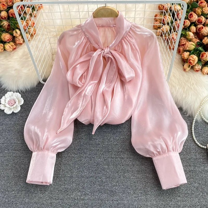 

Korean Fashion Loose Tops Lady Thin Sexy Charming Blouse Party Club Date Dinner Shopping High Street Trendy Y2k Beautiful Shirts