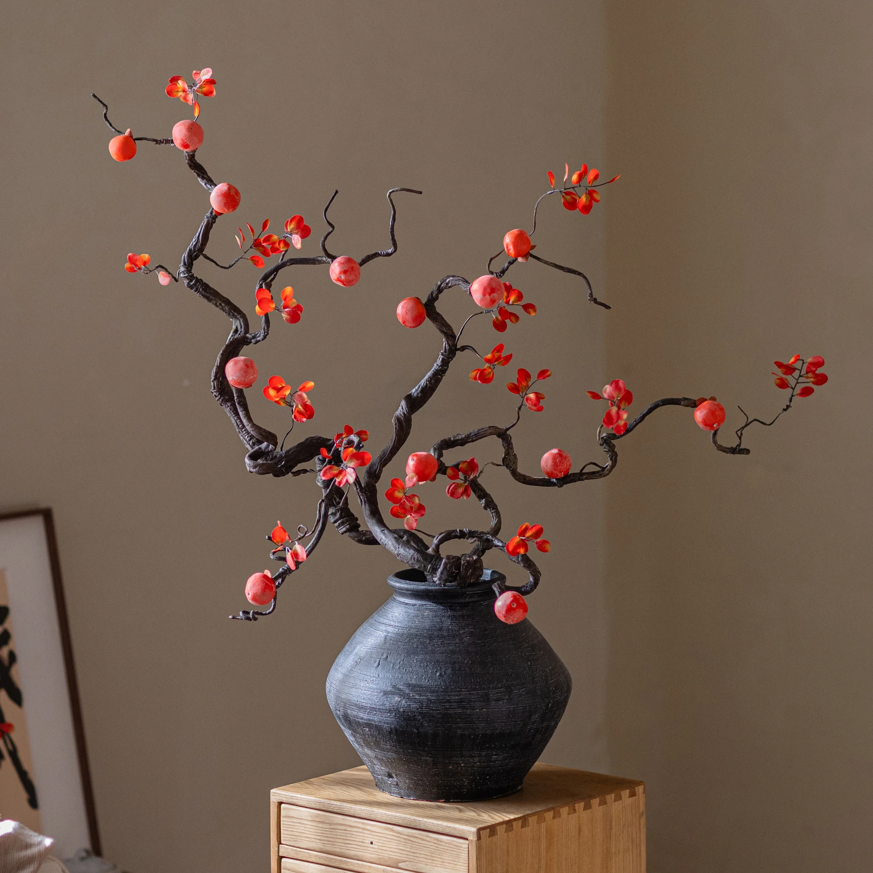 

Artificial Persimmon Dead Branches Artificial Flowers Home Living Room Decoration Luxury Artificial Flowers High-end Decorations
