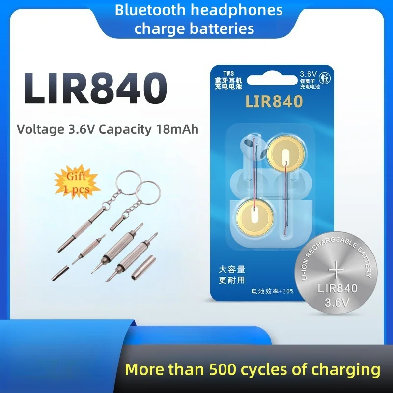 

3.6V 18mAh LIR840 Steel Shell Button Battery for TWS Bluetooth Headset Battery