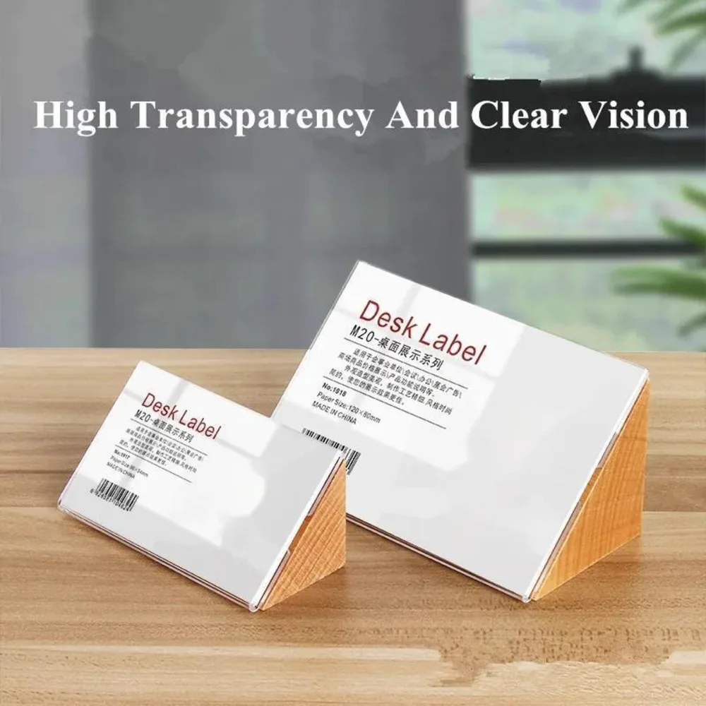 60x40mm / 90x54mm Small Wood Price Label Paper Card Tags Table Number Name Card Holder Acrylic Sign Holder Display Stand
