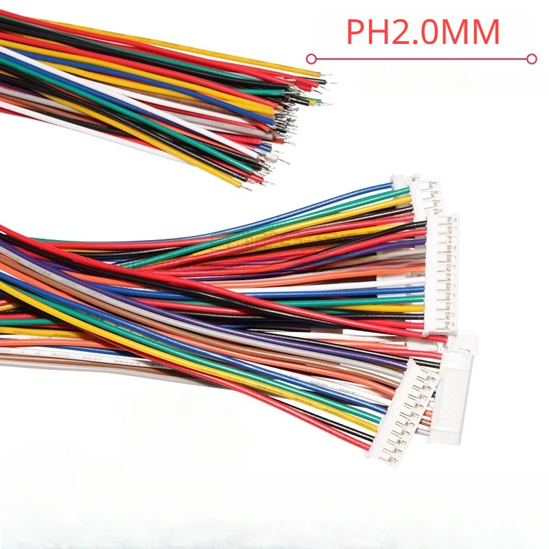 26AWG 20cm PH 2.0mm 50pcs 2/3/4/5/6/7/8/9/10/12-Pin Connector Plug with Wires Cables 200MM