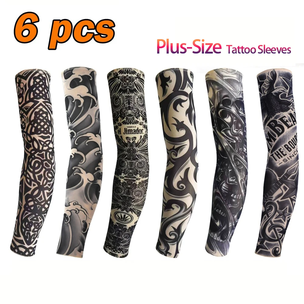 AliExpress NONE 6 PCS Tattoo Sleeves Plus-Size Cycling Summer Sun Protection Men Women Arm Cover Breathable Fishing Party Elastic Tattoo Sleeves