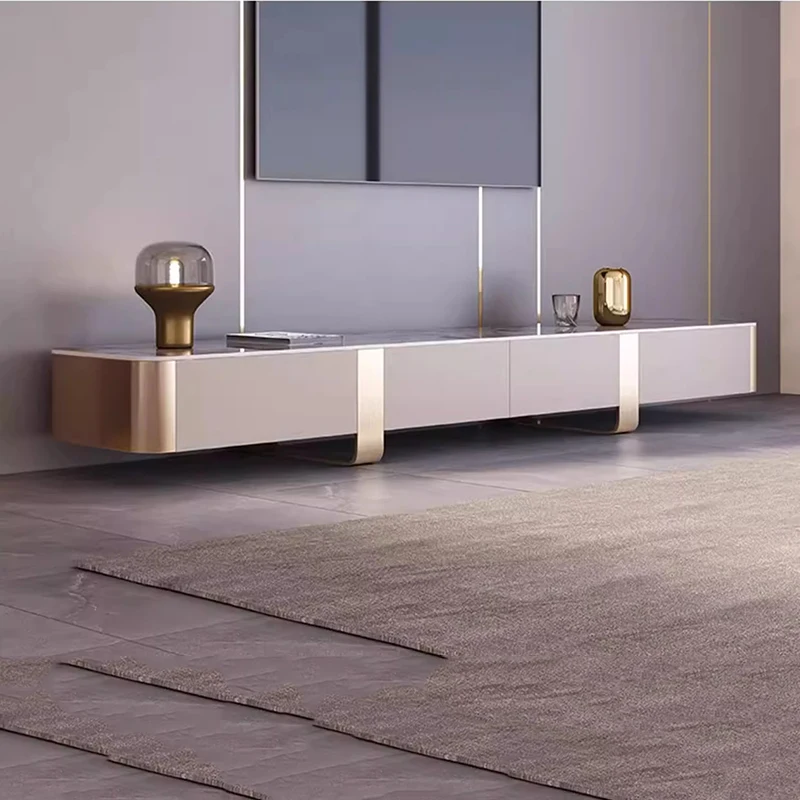 حامل تلفزيون فاخر مصمم على الأرض لغرفة المعيشة، شاشة طاولة تلفزيون عالمية، أثاث جمالي بسيط من Archivadores العصري