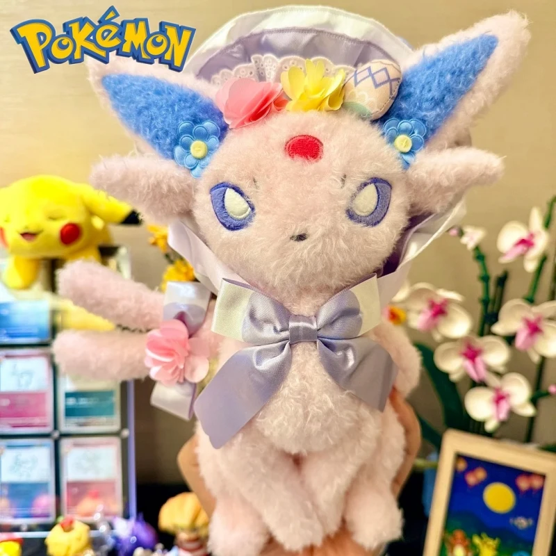 Pokemon Genuine Plush Toy Floral Pikachu Swablu Soft Stuffed Plushine Doll Bag Pendant Sofa Pillow Collectible Anime Toy Gift
