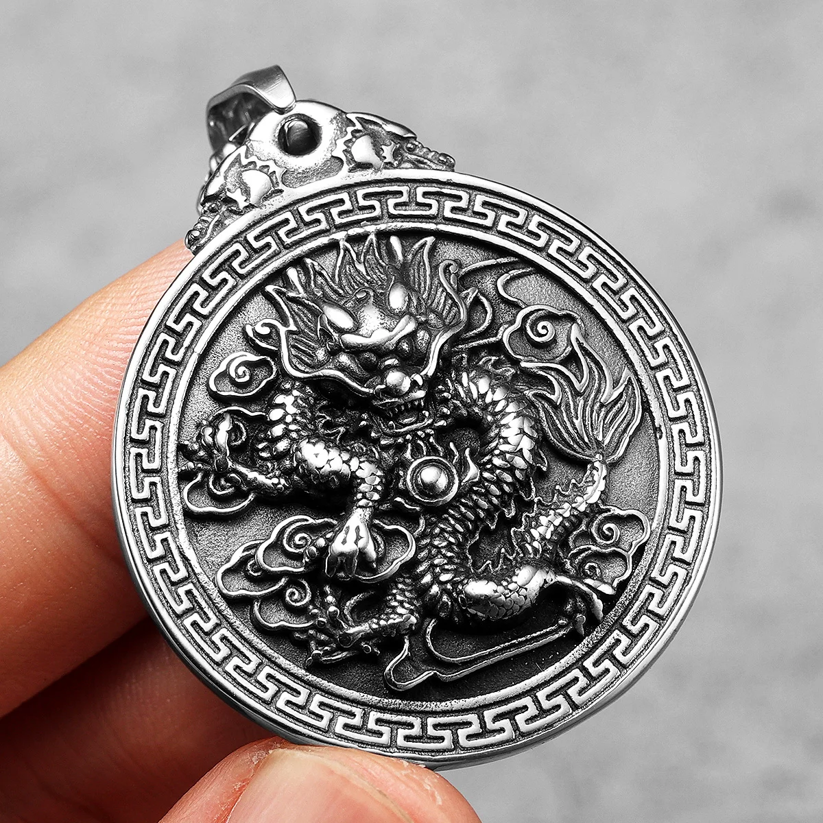 Chinese Dragon Stainless Steel Men Necklaces Pendant Chain Powerful Amulet Cool Things Vintage for Women Jewelry Gifts Wholesale