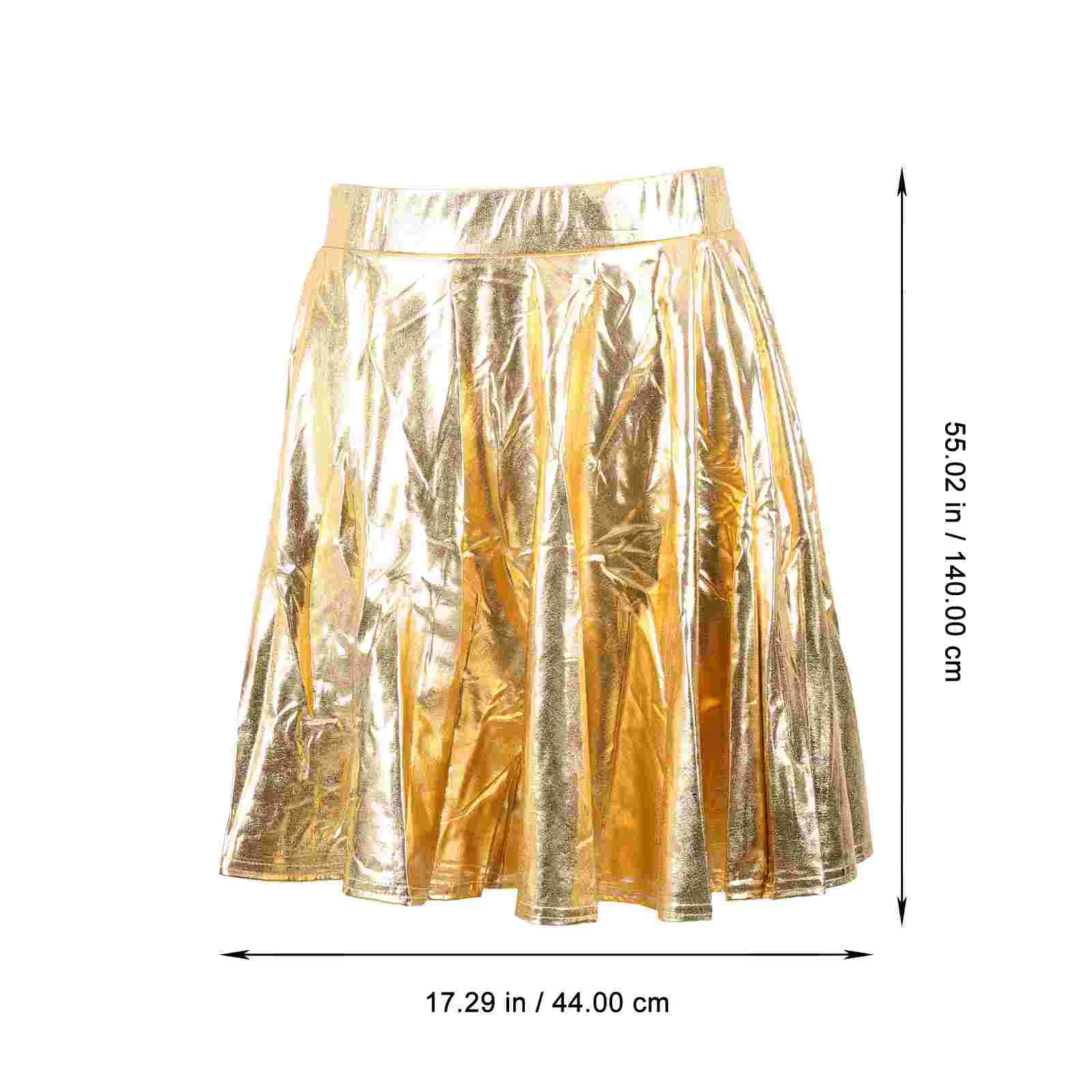 Skirt Cheerleader Gold for Women Flared Skating Pleated Golden Maxi Skirts