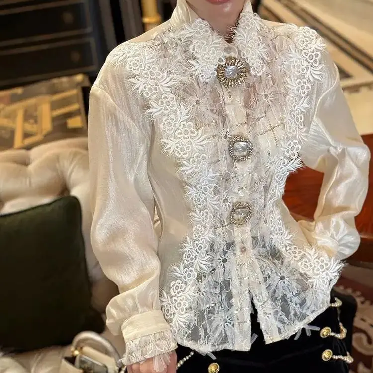 

French Temperament Shirt Socialite High-End Sense Light Luxury Heavy Industry Design Sense Niche Inner Wear Bottoming Top