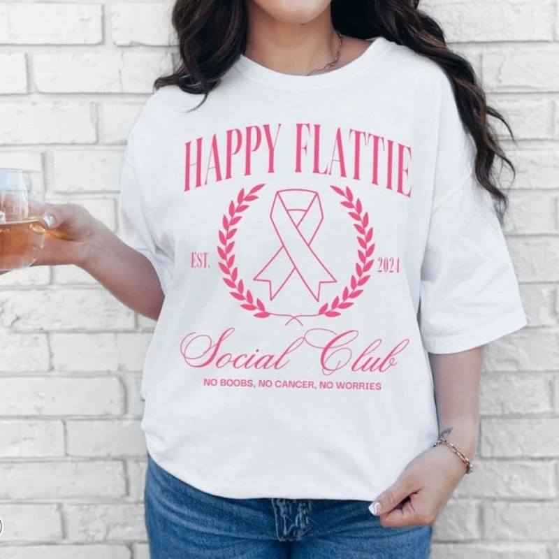 

Хлопковая рубашка для мастэктомии для женщин, футболка с изображением рака молочной железы, подарок Y2k, топ в стиле Харадзюку, футболки с графикой, женская одежда