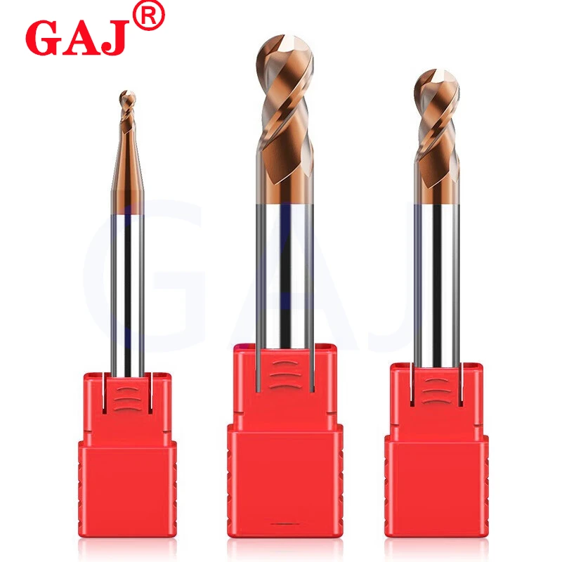 HRC55 2 flauta punta de bola fresa de carburo de tungsteno CNC herramientas de fresado R0.5 R1 R2 R3 R4 R6 8 10 R12 Metal